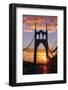 USA, Oregon, Portland. St. Johns Bridge at sunrise.-Jaynes Gallery-Framed Photographic Print