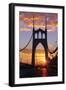 USA, Oregon, Portland. St. Johns Bridge at sunrise.-Jaynes Gallery-Framed Photographic Print