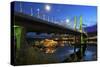 USA, Oregon, Portland. Tilikum Bridge Crossing and The Portland Spirit boat on Willamette River.-Jaynes Gallery-Stretched Canvas