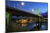 USA, Oregon, Portland. Tilikum Bridge Crossing and The Portland Spirit boat on Willamette River.-Jaynes Gallery-Mounted Photographic Print