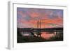 USA, Oregon, Portland. Tilikum Bridge Crossing and Willamette River at sunset.-Jaynes Gallery-Framed Photographic Print