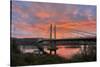 USA, Oregon, Portland. Tilikum Bridge Crossing and Willamette River at sunset.-Jaynes Gallery-Stretched Canvas