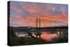 USA, Oregon, Portland. Tilikum Bridge Crossing and Willamette River at sunset.-Jaynes Gallery-Stretched Canvas