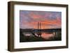 USA, Oregon, Portland. Tilikum Bridge Crossing and Willamette River at sunset.-Jaynes Gallery-Framed Photographic Print