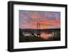 USA, Oregon, Portland. Tilikum Bridge Crossing and Willamette River at sunset.-Jaynes Gallery-Framed Photographic Print