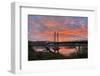 USA, Oregon, Portland. Tilikum Bridge Crossing and Willamette River at sunset.-Jaynes Gallery-Framed Photographic Print