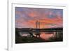 USA, Oregon, Portland. Tilikum Bridge Crossing and Willamette River at sunset.-Jaynes Gallery-Framed Photographic Print