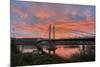 USA, Oregon, Portland. Tilikum Bridge Crossing and Willamette River at sunset.-Jaynes Gallery-Mounted Photographic Print