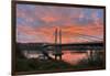 USA, Oregon, Portland. Tilikum Bridge Crossing and Willamette River at sunset.-Jaynes Gallery-Framed Photographic Print