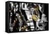 USA, Oregon, Portland. White wine swirl in glass at Portland wine tasting event.-Richard Duval-Framed Stretched Canvas