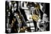 USA, Oregon, Portland. White wine swirl in glass at Portland wine tasting event.-Richard Duval-Stretched Canvas