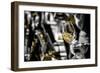 USA, Oregon, Portland. White wine swirl in glass at Portland wine tasting event.-Richard Duval-Framed Photographic Print