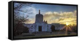 USA, Oregon, Salem, Oregon State Capitol Building at Christmas Eve-Rick A. Brown-Framed Stretched Canvas