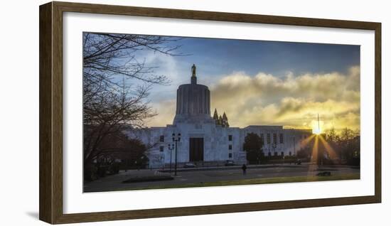 USA, Oregon, Salem, Oregon State Capitol Building at Christmas Eve-Rick A. Brown-Framed Photographic Print