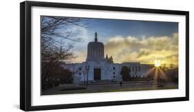 USA, Oregon, Salem, Oregon State Capitol Building at Christmas Eve-Rick A. Brown-Framed Photographic Print