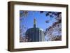 USA, Oregon, Salem, the Oregon State Capitol and Cherry Blossoms.-Rick A. Brown-Framed Photographic Print