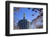 USA, Oregon, Salem, the Oregon State Capitol and Cherry Blossoms.-Rick A. Brown-Framed Photographic Print