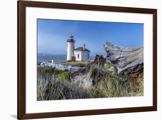 USA, Oregon. Scenic of Umpqua River Lighthouse.-Jaynes Gallery-Framed Premium Photographic Print