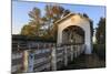 USA, Oregon, Scio, a cyclist crossing the Gilkey Bridge.-Rick A. Brown-Mounted Photographic Print