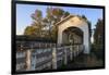 USA, Oregon, Scio, a cyclist crossing the Gilkey Bridge.-Rick A. Brown-Framed Photographic Print