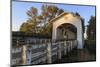 USA, Oregon, Scio, a cyclist crossing the Gilkey Bridge.-Rick A. Brown-Mounted Photographic Print