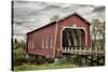 USA, Oregon, Scio, Shimanek Bridge. Digital Composite.-Rick A. Brown-Stretched Canvas