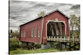 USA, Oregon, Scio, Shimanek Bridge. Digital Composite.-Rick A. Brown-Stretched Canvas