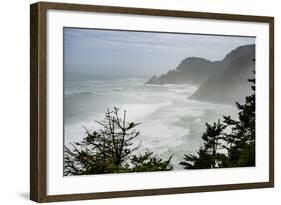 USA, Oregon. Seal Cove in fog on Pacific Coast Scenic Byway between Florence and Newport.-Alison Jones-Framed Photographic Print