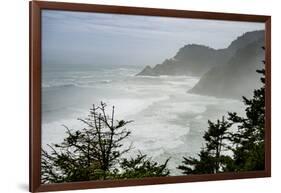 USA, Oregon. Seal Cove in fog on Pacific Coast Scenic Byway between Florence and Newport.-Alison Jones-Framed Photographic Print