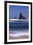 USA, Oregon, Shore Acres State Park. Incoming surf and tilted, sandstone sea stack.-John Barger-Framed Photographic Print