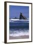 USA, Oregon, Shore Acres State Park. Incoming surf and tilted, sandstone sea stack.-John Barger-Framed Photographic Print