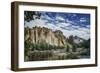 USA, Oregon, Smith Rock State Park. Crooked River, volcanic tuff and clouds.-Mark Williford-Framed Photographic Print