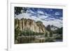 USA, Oregon, Smith Rock State Park. Crooked River, volcanic tuff and clouds.-Mark Williford-Framed Photographic Print
