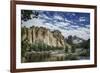 USA, Oregon, Smith Rock State Park. Crooked River, volcanic tuff and clouds.-Mark Williford-Framed Photographic Print