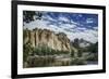 USA, Oregon, Smith Rock State Park. Crooked River, volcanic tuff and clouds.-Mark Williford-Framed Photographic Print