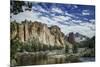 USA, Oregon, Smith Rock State Park. Crooked River, volcanic tuff and clouds.-Mark Williford-Mounted Photographic Print