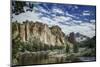 USA, Oregon, Smith Rock State Park. Crooked River, volcanic tuff and clouds.-Mark Williford-Mounted Photographic Print