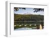 USA, Oregon. Sparks Lake Recreation Area, Elk Lake, docks with Mt. Bachelor.-Alison Jones-Framed Photographic Print