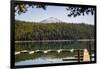 USA, Oregon. Sparks Lake Recreation Area, Elk Lake, docks with Mt. Bachelor.-Alison Jones-Framed Photographic Print