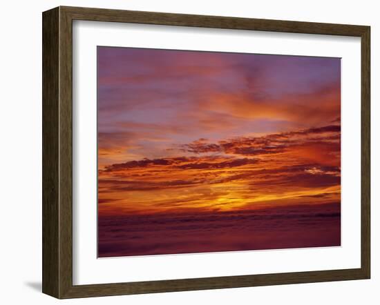 USA, Oregon. Sunset over the Pacific Ocean from Cape Perpetua.-Steve Terrill-Framed Premium Photographic Print