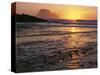 USA, Oregon. Sunset, tide-washed sand and Three Arch Rocks, near Oceanside.-John Barger-Stretched Canvas