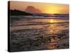 USA, Oregon. Sunset, tide-washed sand and Three Arch Rocks, near Oceanside.-John Barger-Stretched Canvas