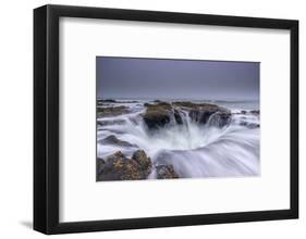 USA, Oregon. Thor's Well and ocean at sunset.-Jaynes Gallery-Framed Photographic Print