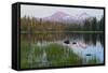 Usa, Pacific Northwest, Oregon Cascades, Scott Lake with Three Sisters Mountains-Christian Heeb-Framed Stretched Canvas