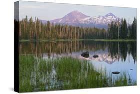 Usa, Pacific Northwest, Oregon Cascades, Scott Lake with Three Sisters Mountains-Christian Heeb-Stretched Canvas