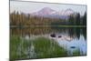 Usa, Pacific Northwest, Oregon Cascades, Scott Lake with Three Sisters Mountains-Christian Heeb-Mounted Photographic Print