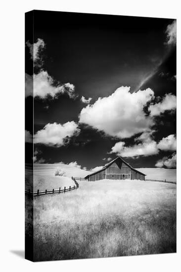 USA, Palouse Country, Washington State, Infrared Palouse fields and barn-Terry Eggers-Stretched Canvas