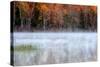 USA, Pennsylvania, Benton. Fog over Pond-Jay O'brien-Stretched Canvas