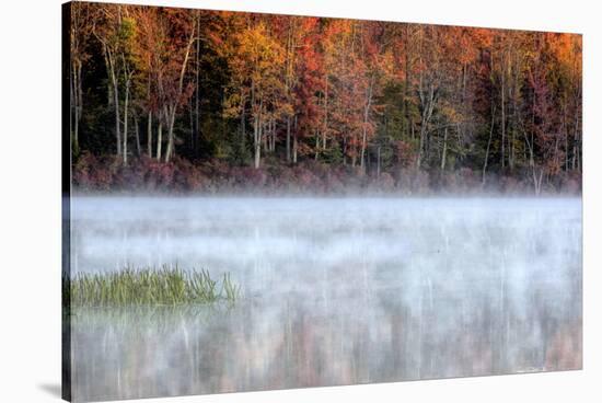 USA, Pennsylvania, Benton. Fog over Pond-Jay O'brien-Stretched Canvas