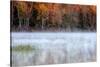USA, Pennsylvania, Benton. Fog over Pond-Jay O'brien-Stretched Canvas